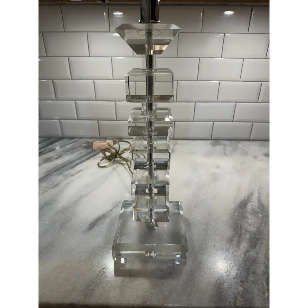 Amazing 1970's Rare Vintage MCM Lucite Stacked Square‎ Table Lamp GW997